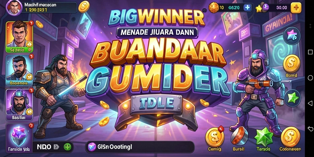 Screenshot gameplay BIGWINNER menunjukkan aksi seru dan karakter unik.