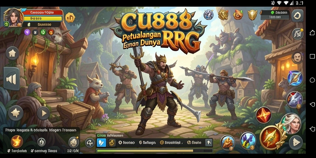 Screenshot utama CU888 menampilkan aksi pertarungan RPG yang mendebarkan.