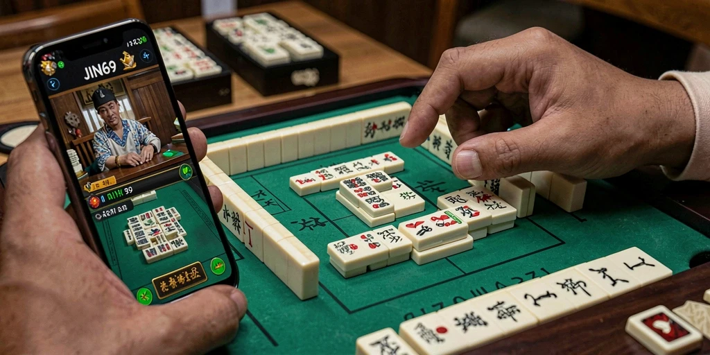 Tampilan gameplay JIN69 dengan ubin Mahjong yang menarik.