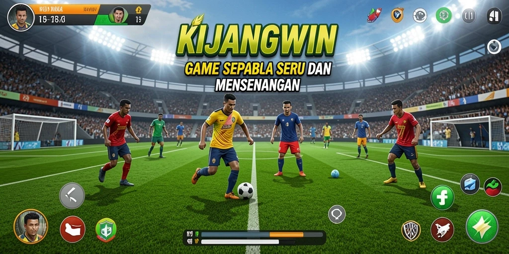Screenshot KIJANGWIN menampilkan momen seru pertandingan sepak bola.