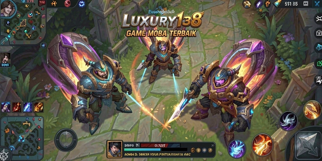 Tangkapan layar gameplay LUXURY138 yang menunjukkan pertempuran strategis antar tim.