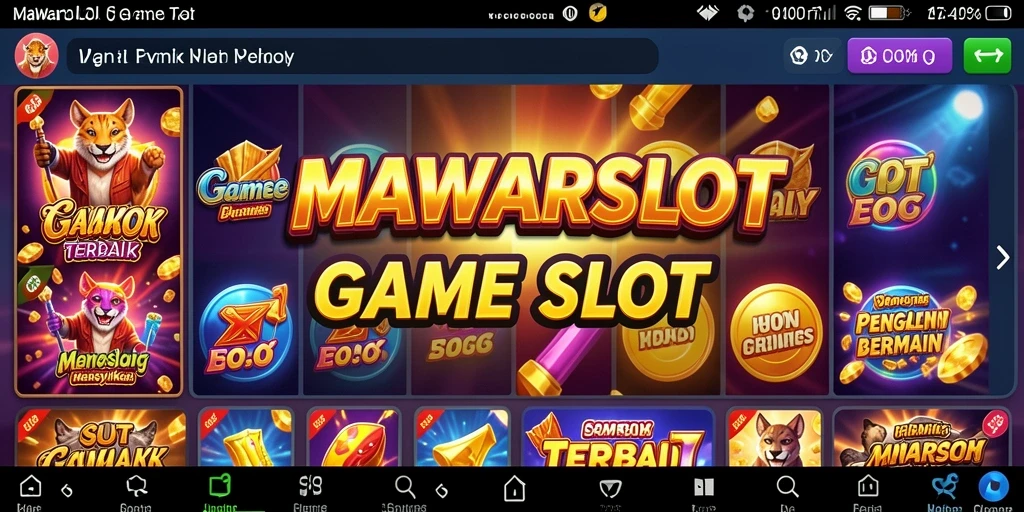 Tampilan gameplay MAWARSLOT yang menawan dengan tema slot yang bervariasi.