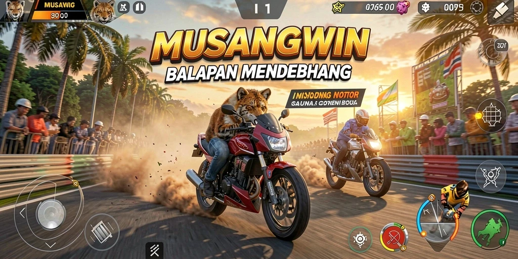 Gameplay seru dalam balapan motor yang mendebarkan.