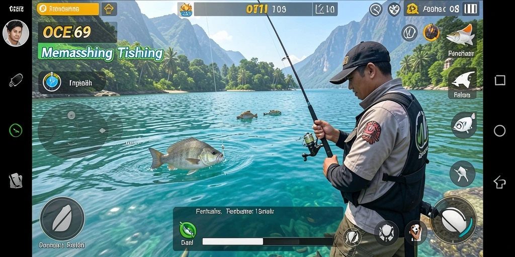Tampilan gameplay OCE69 yang menakjubkan dan realistis dalam suasana memancing.
