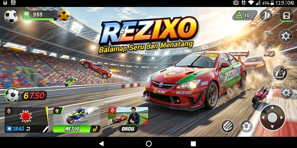 Gameplay seru di REZIXO dengan lintasan menantang.