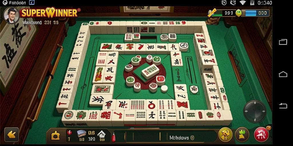 Screenshot utama SUPERWINNER menampilkan gameplay Mahjong yang seru dan menarik.