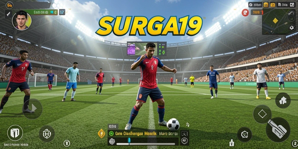 Screenshot SURGA19 menampilkan aksi seru dalam permainan olahraga yang realistis.