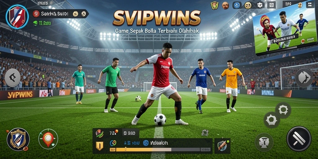 Tampilan gameplay menarik dari SVIPWINS yang menampilkan pertandingan sepak bola yang mendebarkan.