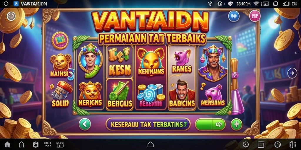 Screenshot VANTAIDN menampilkan gameplay slot yang seru dan penuh warna.
