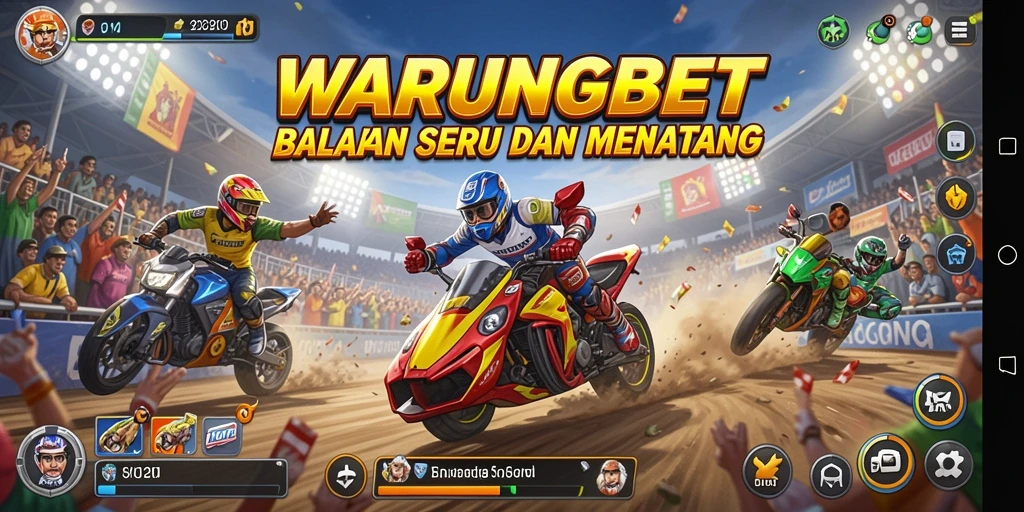 Tampilan seru dari gameplay balapan di WARUNGBET.